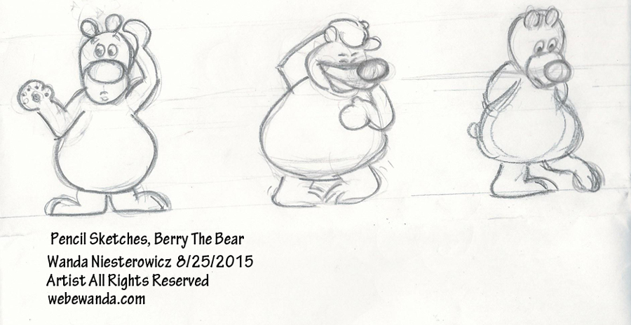 Berry The Bear Pencil Drawings by Wanda Niesterowicz