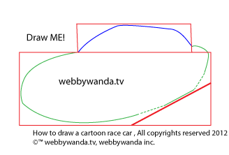 webbywanda.com how to draw a cartoon race car step one