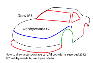 webbywanda.com how to draw a cartoon race car step two
