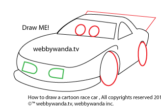 webbywanda.com how to draw a cartoon race car step three