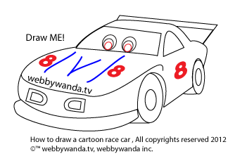 webbywanda.com how to draw a cartoon race car step five