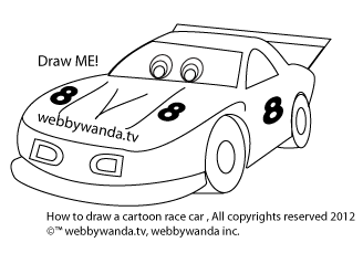 webbywanda.com how to draw a cartoon race car step six
