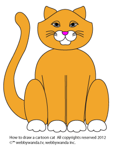 How to draw a cartoon cat, easy step by step instructions for kids and adults