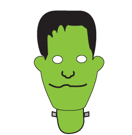 How to draw a cartoon Frankenstein, Head step two