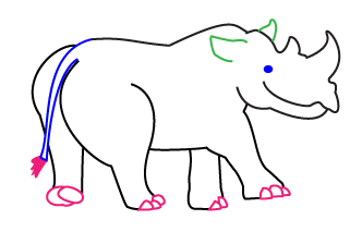 How to draw a cartoon rhino step 4
