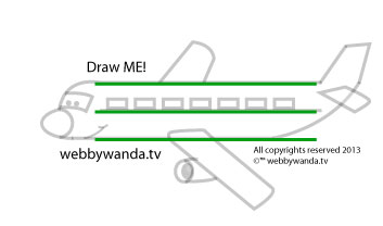 WebbyWanda.com how to draw a cartoon airplane step one