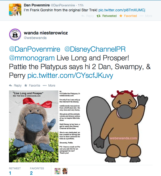 Twitter Favorite from Disney's Producer Swampy Marsh of Phineas and Ferb