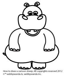 Web E Wanda How to Draw A Cartoon Hippo - Hippopotamus